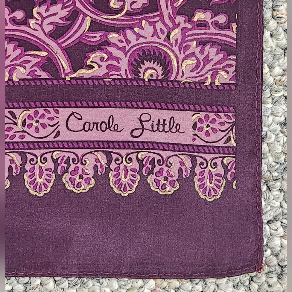 Carole Little Purple Floral Oblong Silk Scarf